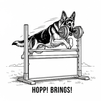 Preview: Unisex T-Shirt mit "Apportierendem Schäferhund